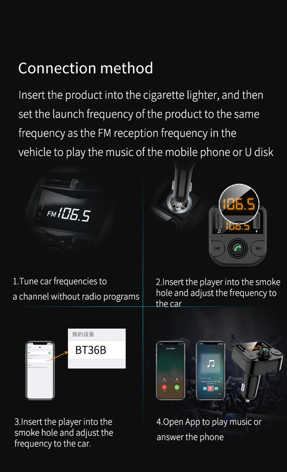 2 USB зарядное устройство Bluetooth Автомобильный fm-передатчик MP3-плеер Hands Free радио адаптер версия Bluetooth 5,1 EDR выход 5 В/2.1A 8X