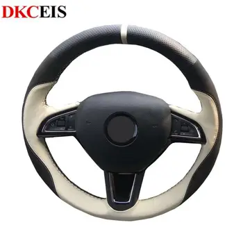 

Car Steering wheel cover For Skoda Octavia 2015 Rapid Yeti Fabia 2016 2017 Rapid Spaceback 2016 Superb (3-Spoke) Genuine Leather
