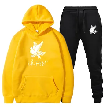 

New European and American singer Lil Peep street trend loose fleece high quality hooded men and women sweater suit winter S-3XL