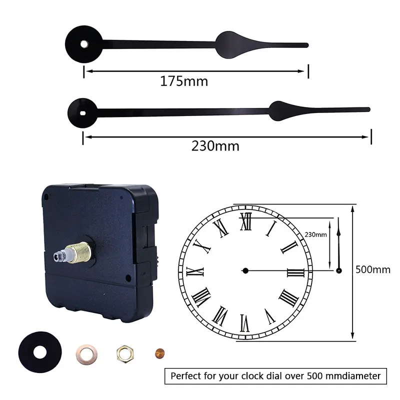 

1 SetHigh Torque Classic Quartz Clock Movement Kit Large DIY Wall Clock Parts Accessories Replacement Large Hour Minute Hands