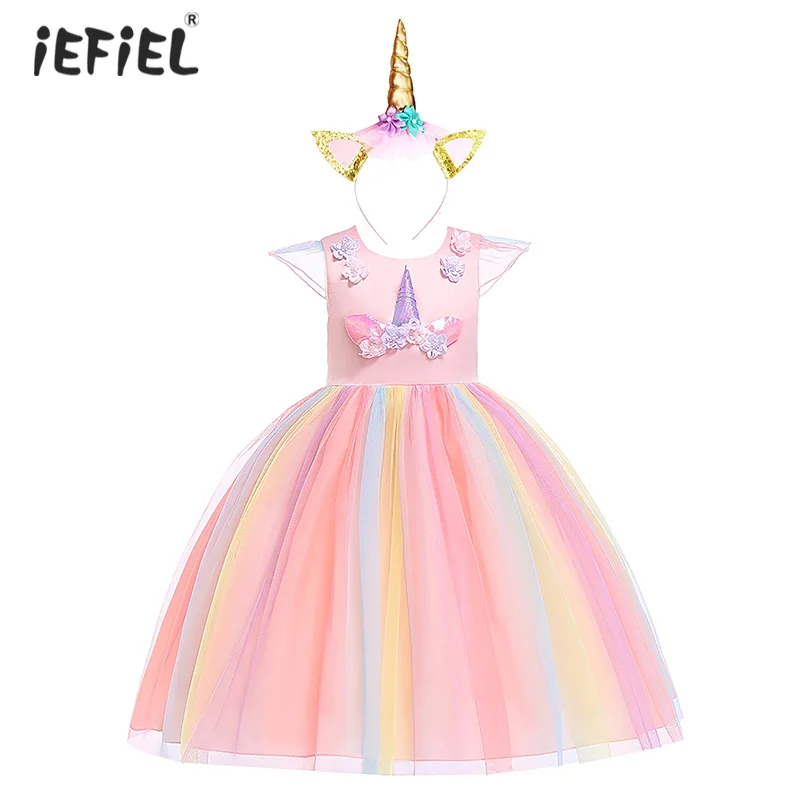 Детское платье принцессы без рукавов милое пачка с аппликацией из мультфильмов