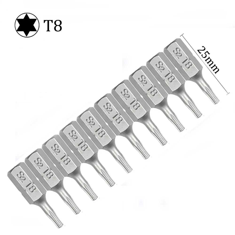 10pcs Screwdriver Set Torx Screwdriver Bit Set 1/4 Hex Shank Star T6 T7 T8 T10 T15 T20 T25 T30 T35 T40 Screw Driver Bits Home Hand Tools