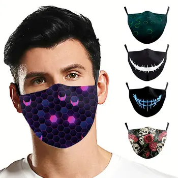 

2PCS Funny Cosplayer Big Mouth Series Skull Face Masks Print Fabric Protective PM 2.5 Mouth-Muffle Dust Washable Reusable Maska