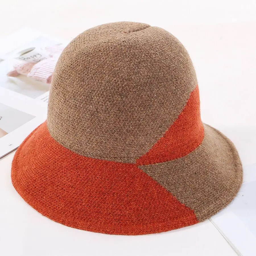 Осенне-зимняя женская шляпа высокого качества Женская шляпа ведро Модная Складная вязаная шапка женская шерстяная Панама с широкими полями шапки - Цвет: khaki