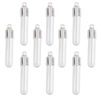 

10 Pcs Mini Empty Glass Pipe Bottle Pendant Charm Bottle Clear