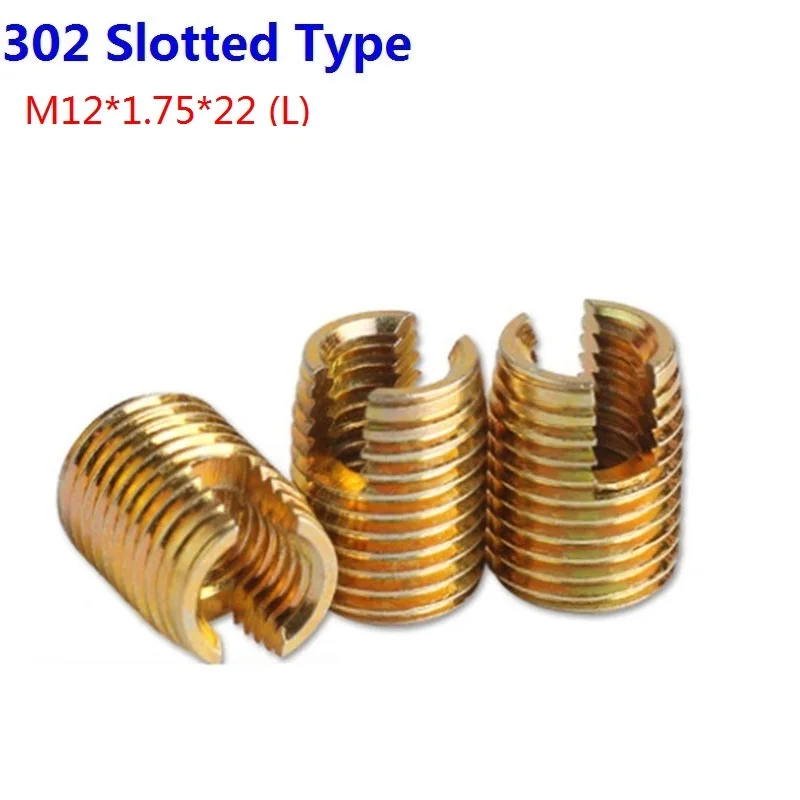 50pcs/lot M12 Galvanized Self Tapping Insert Screw Bushing 302 Slotted