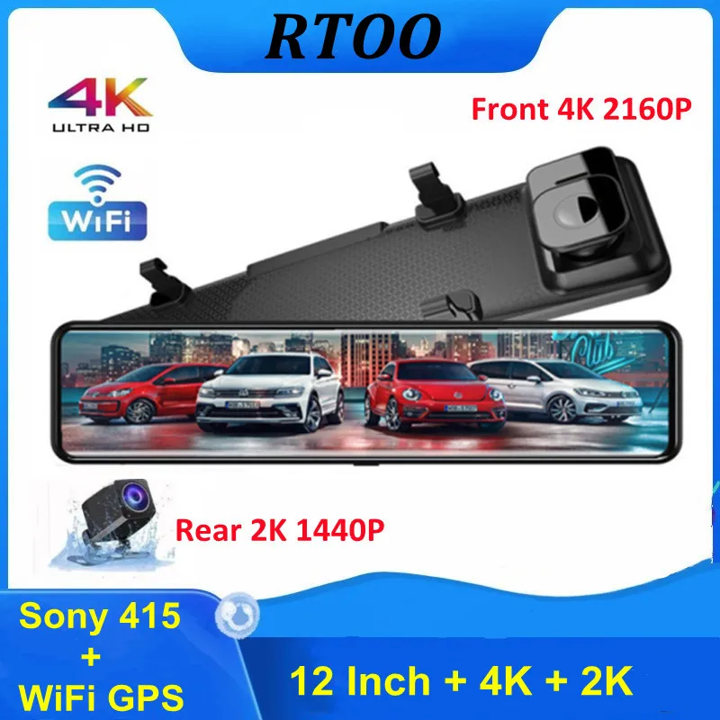 Автомобильный видеорегистратор HD 4K 2160P Sony IMX415 зеркало заднего вида 12-дюймовый