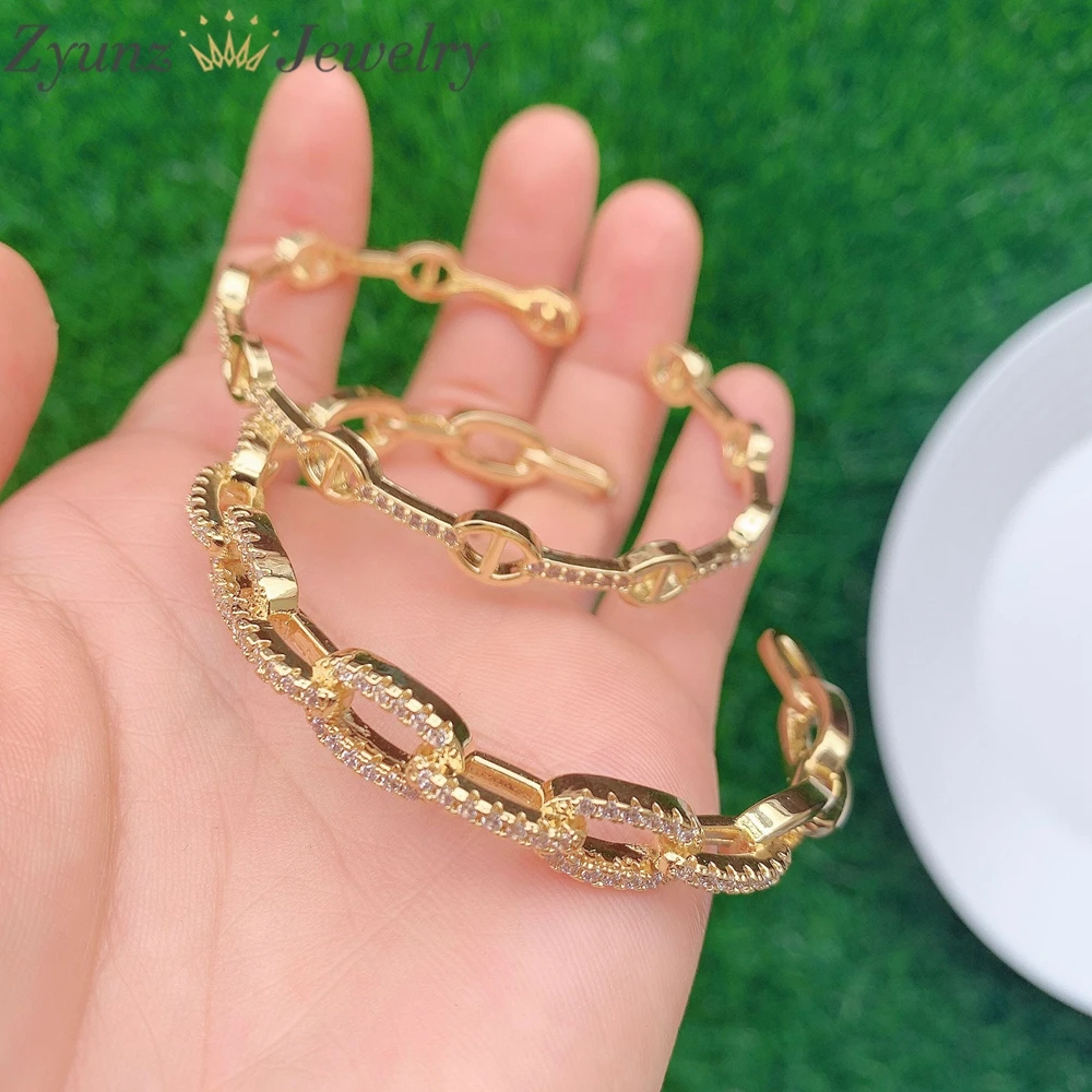 5PCS, Punk Crystal Zircon Bangles For Women Boho Gold Color Charm Bracelets Bangles Fashion Jewelry Adjustable 4