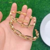 5PCS, Punk Crystal Zircon Bangles For Women Boho Gold Color Charm Bracelets Bangles Fashion Jewelry Adjustable 4