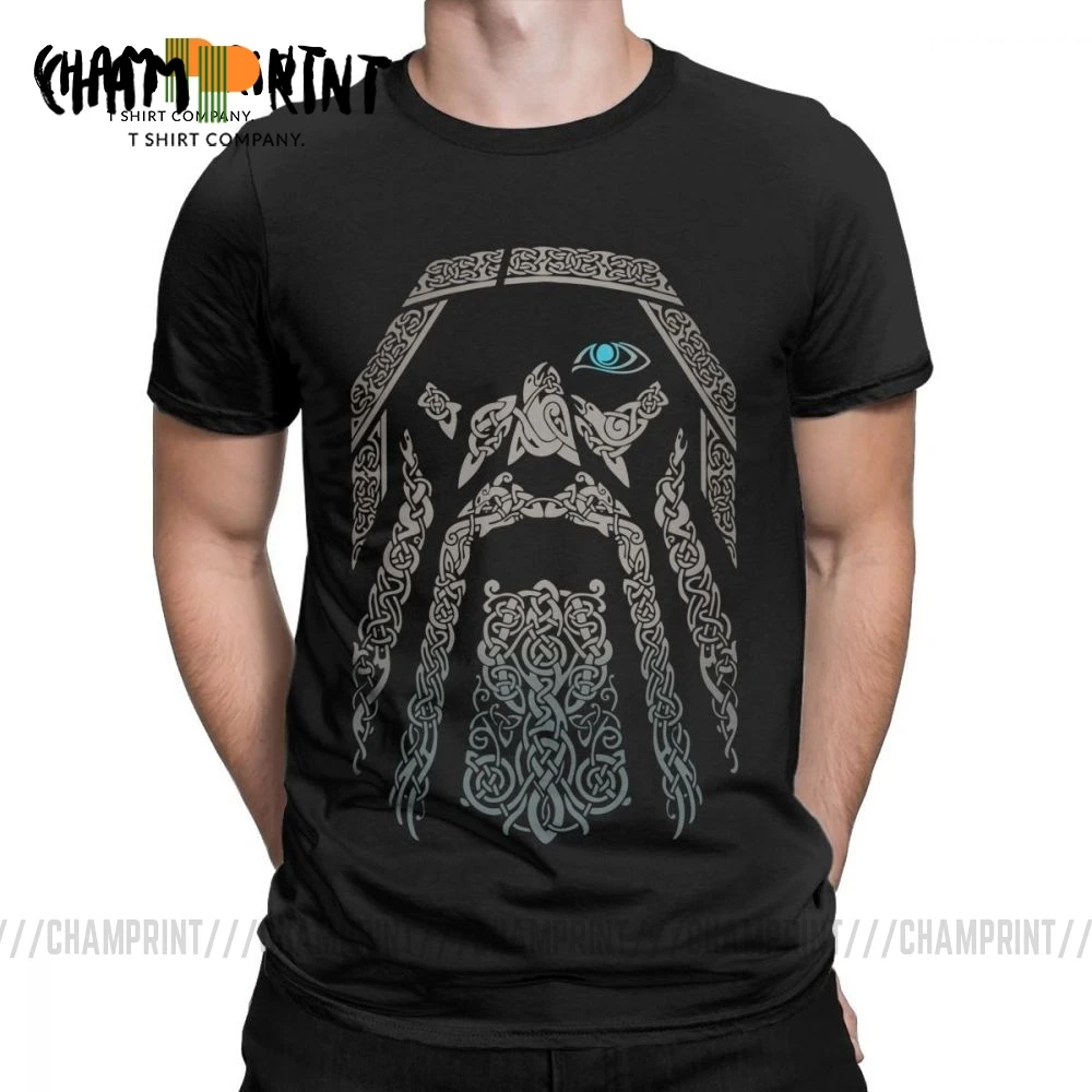 Men's T Shirt Vikings Odin Funny Short Sleeve Valhalla Son Of Tees Tops Crew Neck Clothes Cotton 4XL 5XL T-Shirts Plus Size | Мужская