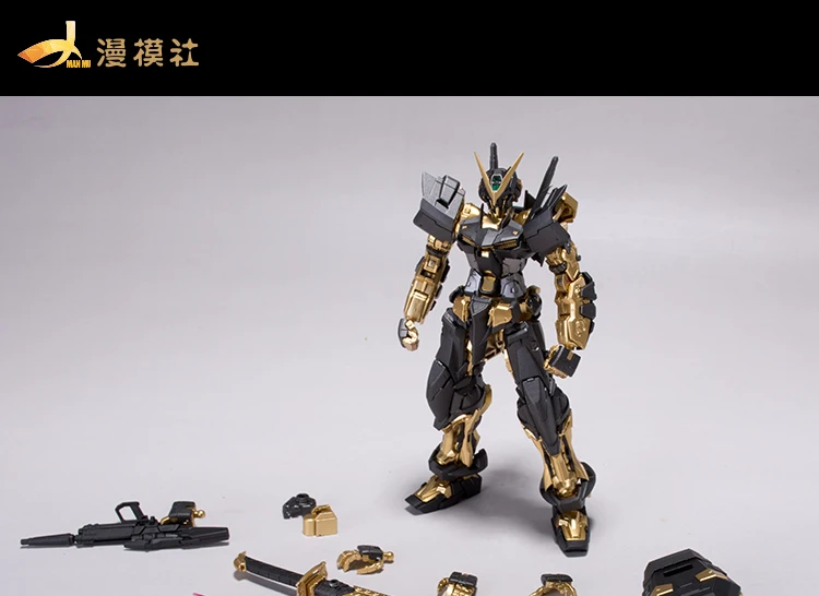 BANDAI RG 1/144 MBF-P02 Gundam с пути 13,5 см 2 шт Перекраска листового металла Черное золото алмазная игрушка Фигурки Рождественский подарок