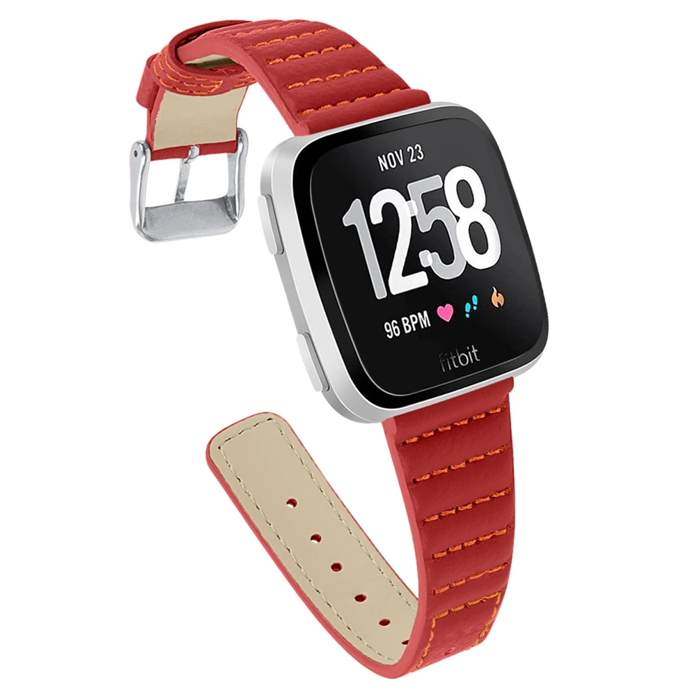 Кожаный ремешок для часов на замену браслет ремень для FitbitVersa Смарт-часы ING-SHIPPING - Цвет: Красный