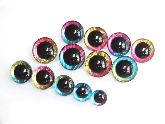 20pcs 9mm to 35mm craft eyes New fashion super 3D glitter toy safety eyes  doll pupil eyes with washer--color option-T10