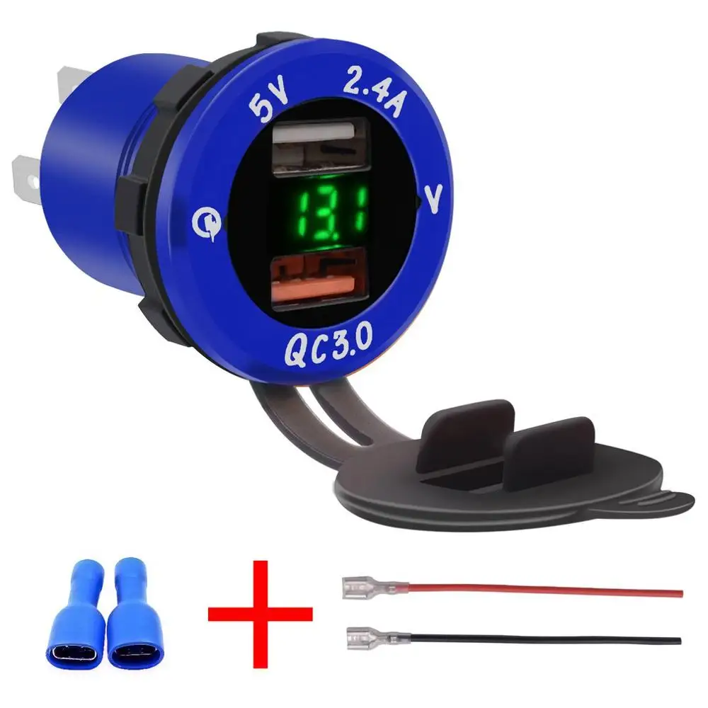 

Waterproof Aluminum Power Outlet Fast Charge for Car Boat Marine Mobile Quick Charge Dual USB Charger Socket