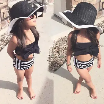 

Cute Baby Kids Girl Bikini Set Swimwear Striped Swimming Bathing Suit Swimsuit