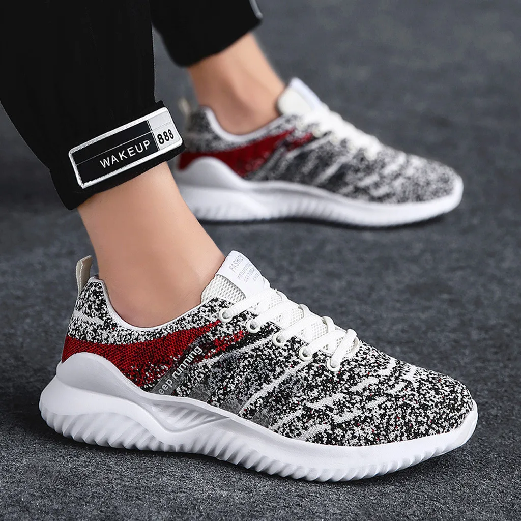 Men's Non-Slip Lightweight Running Shoes Large Size Flying Woven platform sneakers Fashion Comfortable Wear Walking Shoes