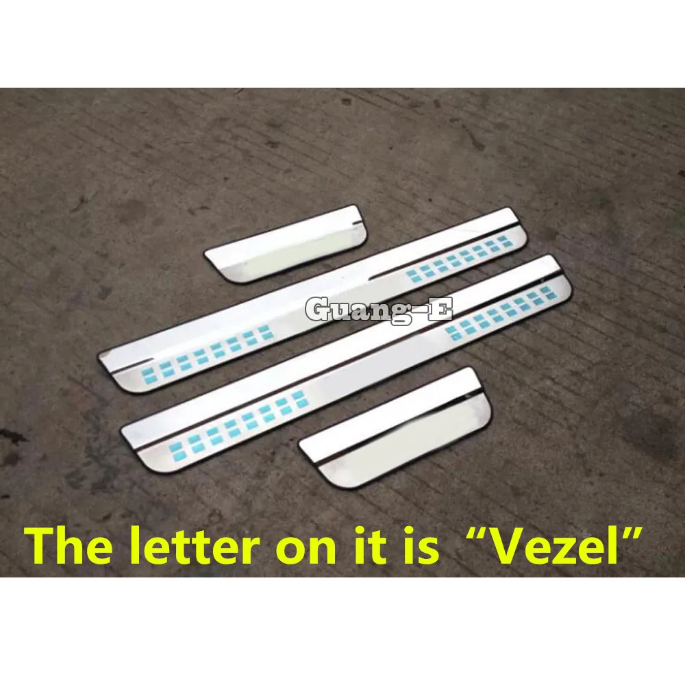 Автомобильный Стайлинг Обложка педаль, дверной порог Накладка внешний порожек 4 шт. для Honda hr-v HR-V Vezel - Название цвета: The letter is Vezel
