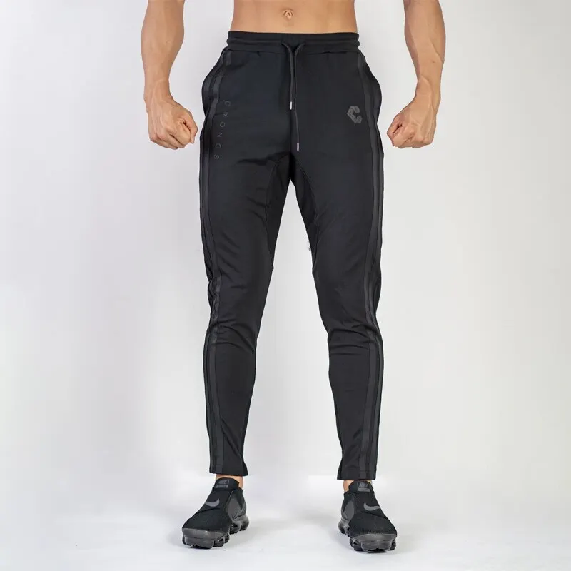 Уличная мужская одежда мужские черные брюки jogger Фитнес Бодибилдинг спортивная мода уличная Тонкий бренд брюки