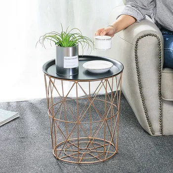 

Nordic ins home decoration tray simple wrought iron side mini table coffee crafts storage ornaments WF611936