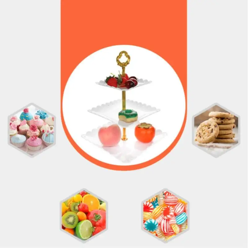 3-layer Fruit Plate Creative Candy Snack Nut Seed Dried Fruit Plastic Plate Dish Bowl Breakfast Tray Household Kitchen Supplies
