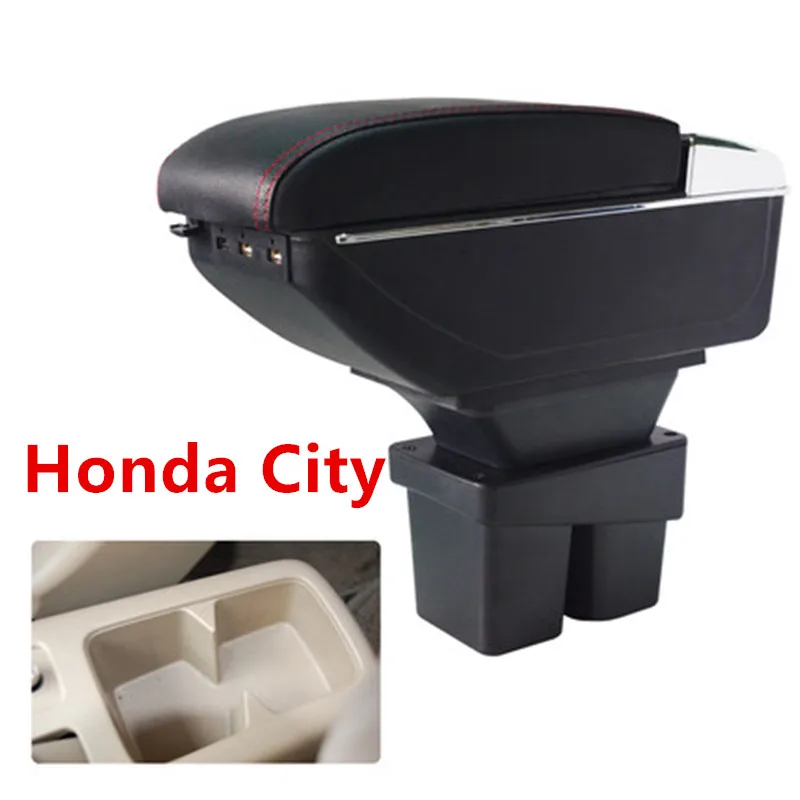 Для Honda City подлокотник коробка центральный магазин содержание коробка для хранения сиденье подлокотник коробка с держатель стакана, пепельница USB интерфейс автозапчасти