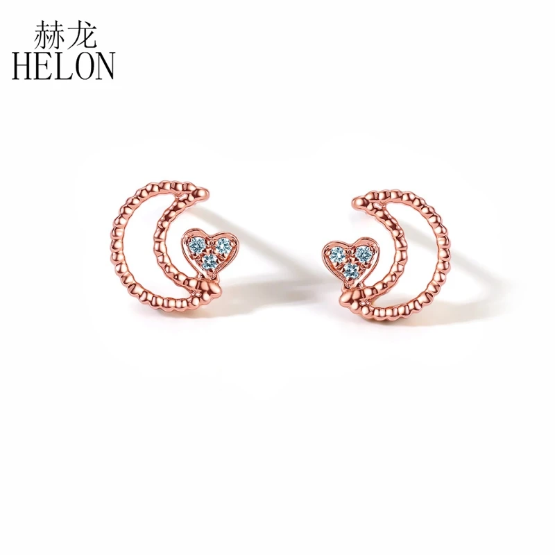 

HELON Solid 14k Rose Gold SI/H Natural Diamonds Stud Earrings Women Engagement Wedding Anniversary Party Fine Jewelry Earrings