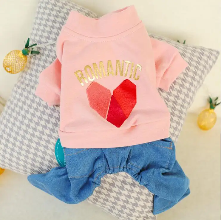 Pink Джинсовые штаны, одежда для щенков, зимняя куртка для французского бульдога, костюм для Хэллоуина, Толстовка для чихуахуа, дропшиппинг магазин - Цвет: Pink