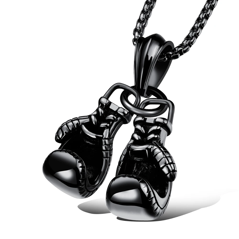 

Fashion Men's Stainless Steel Double Boxing Gloves Pendant Necklace for Men's Sports Fitness Hip Hop Necklace Cool Men's Jewelry