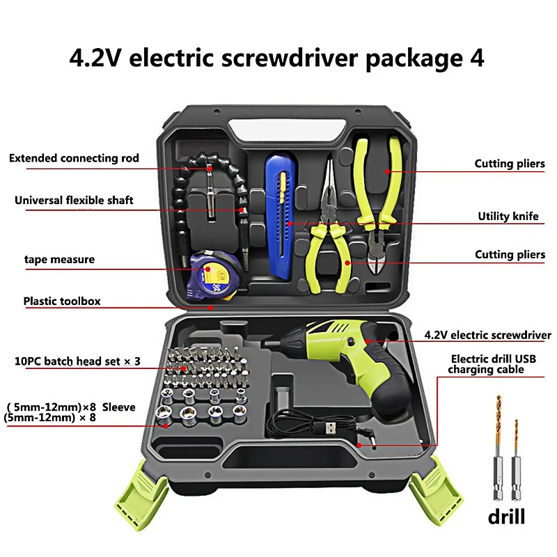 

Cordless Electric Screwdriver Rechargeable Lithium Battery 90 Degree Rotation Drill Scissors Pliers Measure Household Power Tool