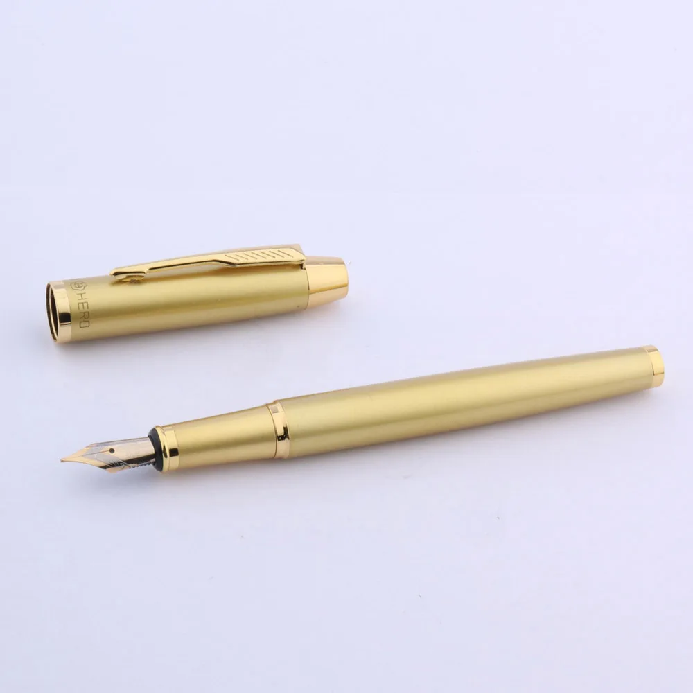 Fountain Pen Luxury Metal Ink Arrow clip Golden 0.5MM Iridium Nib Converter Filler School Student Office Gifts Stationery