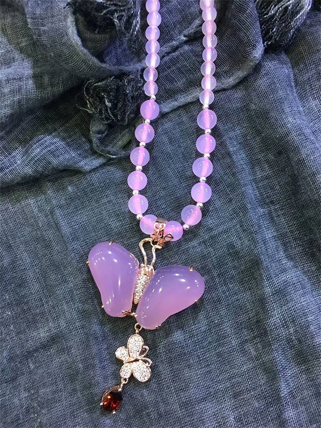 LETSFUN Fine Jewelry ярко-розовый натуральный агат ледяная бабочка ожерелье из бисера