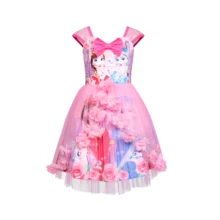 С изображением Анны и Эльзы 2 новое платье для девочек платья принцессы платье Косплэй Снежная королева платье с цветочным принтом рождественское платье