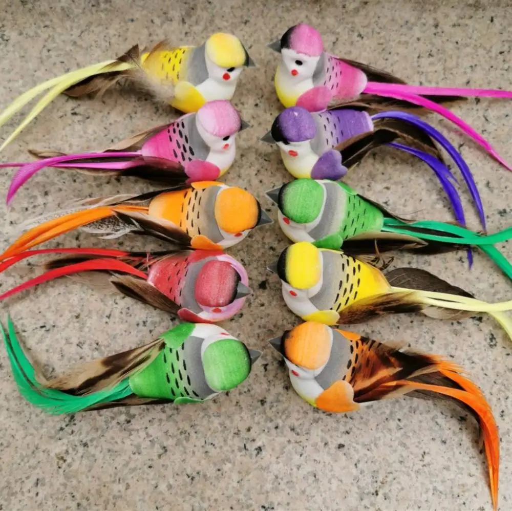 13*4*5CM/12PCS Artificial Foam Feather Fake Small Bird With Magnet Decorative Craft Birds For Wedding Party Home Easter Decor | Дом и сад