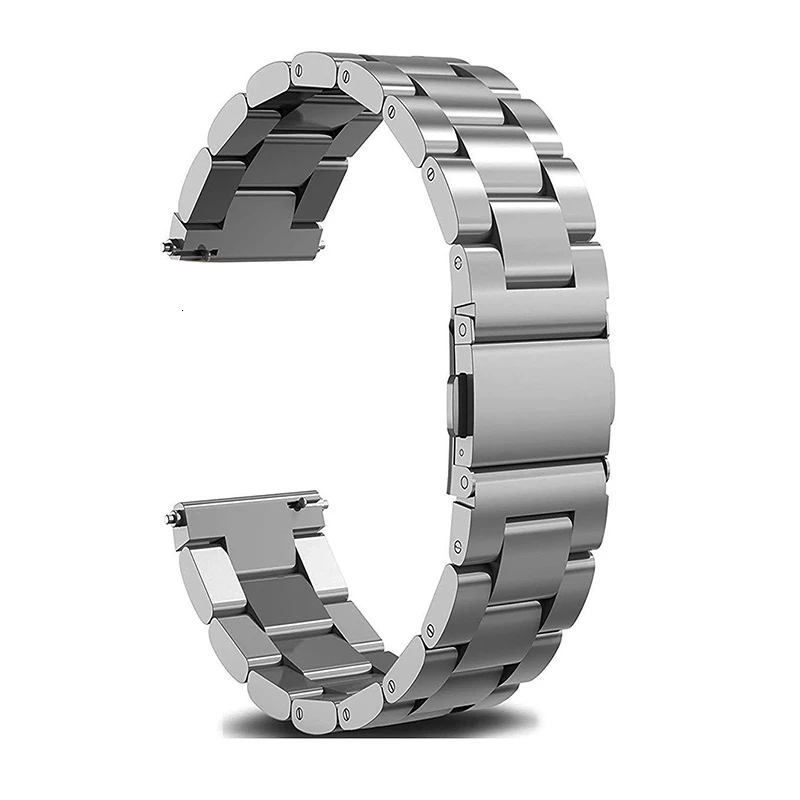 silver 18 мм ремешок из нержавеющей стали для samsung Galaxy Watch 42 мм 46 мм ремешок с 20 мм 22 мм ширина металлический браслет три звенья ремешок для часов - Цвет ремешка: silver