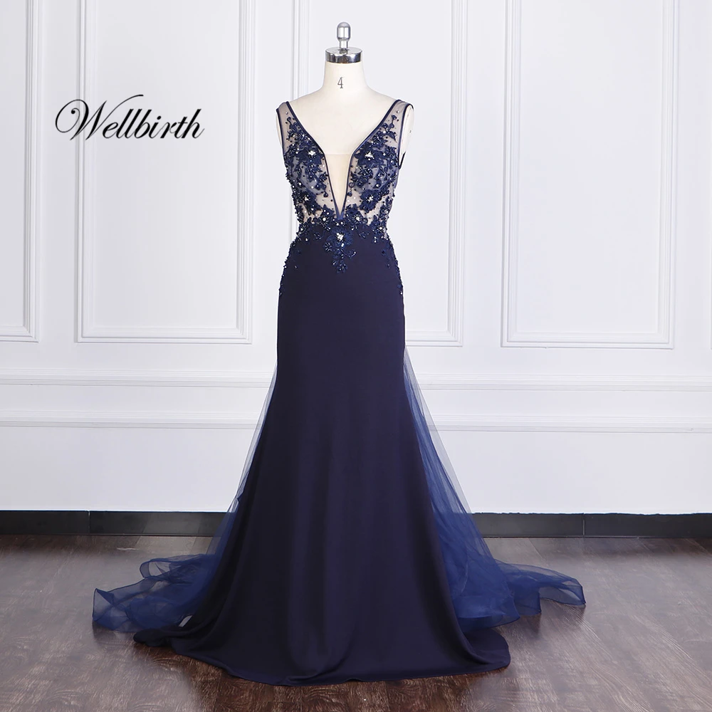 

100% real picture wellbirth Sleeveless V-neck tulle backless Sexy Evening Dresses Formal Dress Vestido de Festa Curto LC031