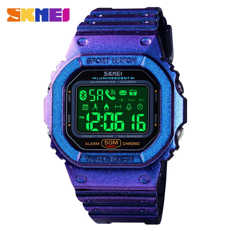 Skmeisport Digital Wristwatches Mens Bluetooth Compatible Pedometer Calorie Tracker For Iphone Huawei Xiaomi Male Relogio 1629 Aliexpress Watches