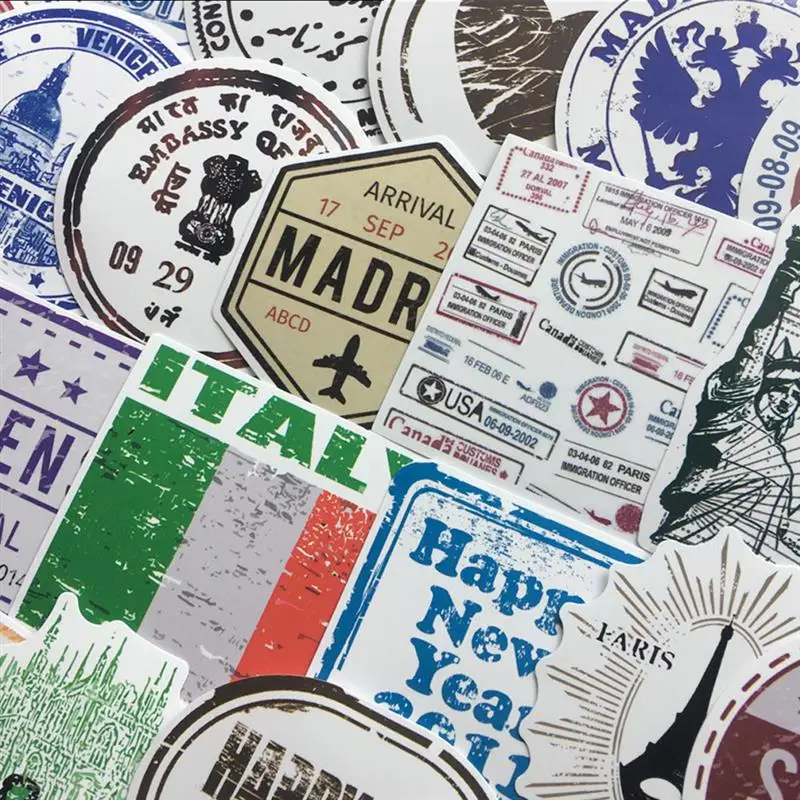 60Pcs PVC Stickers Waterproof Airmail Postmark Graffiti Decals DIY Ideals for Laptop Car Styling Phone Bicycles Luggage | Дом и сад