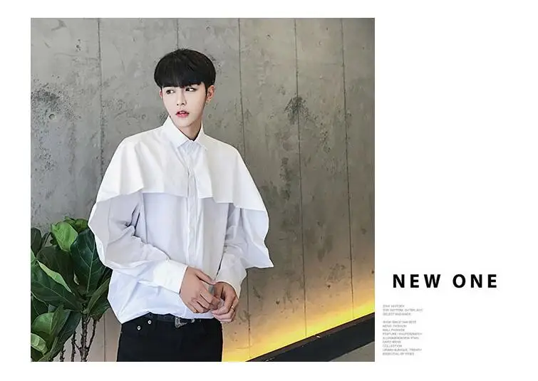 SHENGYUJIN Autumn Japanese Harajuku style personality shirt male loose literary simple dark Sen casual shirt hair stylist tide