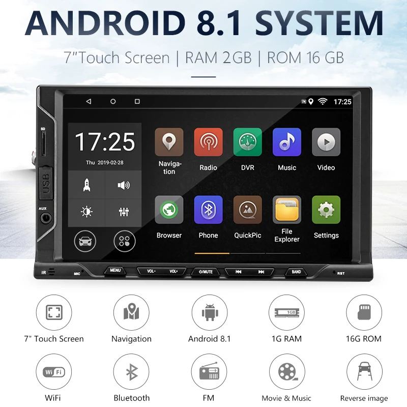 Flash Deal 7" 2 Din Car Radio Multimedia Video Player Stereophonic Sound 8 Core Chip Offline Map Mobile Phone Link AUX Reverse Image Camera 1