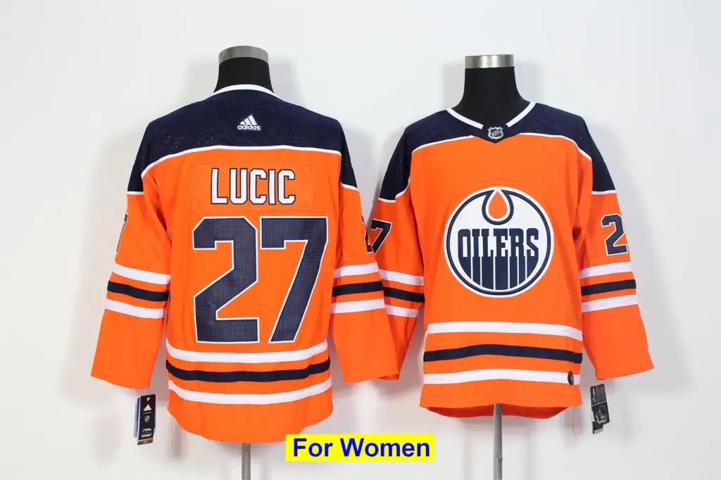 Все сшитые новые женские майки Edmonton Connor McDavid Leon Draisaitl Wayne Gretzky LUCIC NUGENT-HOPKIN - Цвет: Черный