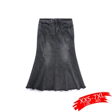 Женские джинсовые юбки больших размеров на пуговицах 4XL 6XL 7XL женские Сексуальные облегающие длинные джинсовые юбки выше размера d длиной до колена