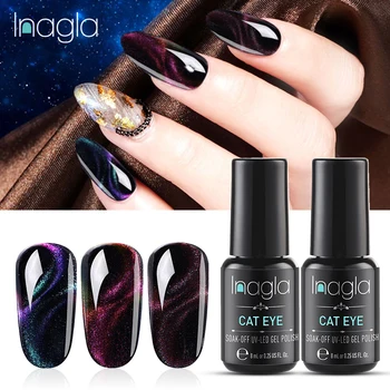 

Inagla 8ml Chameleon Magnet Gel Polish 3D Cat Eyes UV Nail Polish Soak Off Long Lasting Led Gel Nail Art Varnish Black Base Need