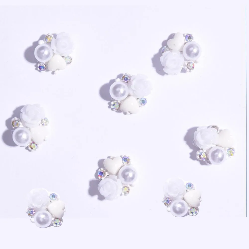 patter1-10pcs 10 шт., 8 типов, украшения для ногтей, Драгоценный белый цветок, 3D Стразы для NAILS1, 10 шт./лот, сделай сам, цветочный стиль, драгоценный камень, Микс, гвоздь, роза, шарм, KIY-5 - Цвет: patter1-10pcs
