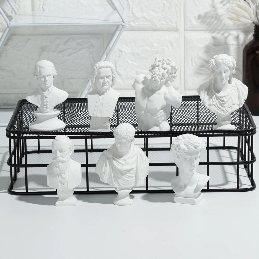 Miniature Figurines Greek Mythology Figurines Gypsum Portraits Bust Mini Gypsum Statue Drawing Practice Crafts Plaster Sculpture Nordic Home Decor