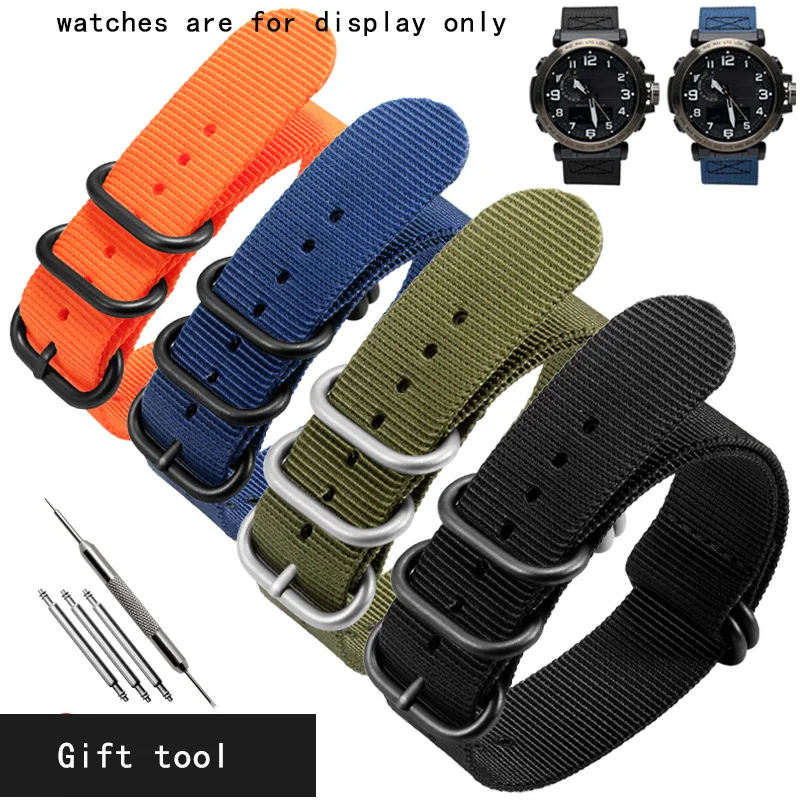 

CICIDD Nylon Sport Watchband Outdoor Waterproof Canvas Wristband 20 22 24 26mm Black Blue Men's Watch Chain