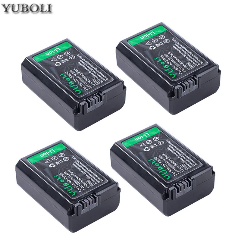 4 batteries FW50 2000 мА/ч, NP-FW50 NP FW50 Батарея+ светодиодный USB двойной Зарядное устройство для sony Alpha a6500 a6300 a7 7R a7R a7R II a7II NEX-3 NEX-3N NEX-5 - Цвет: 4 batteries