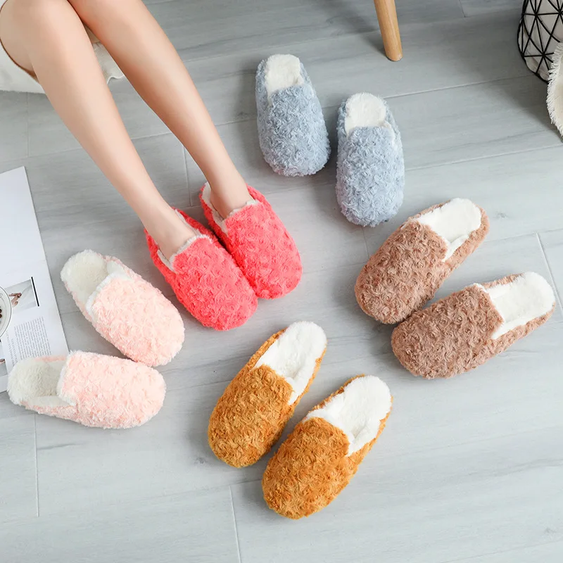 

2019 Japanese-style Export South Korea Winter Women's Sweet Fashion Rabbit Plush Couples Cotton Slippers Men's Soft-Sole Slipper