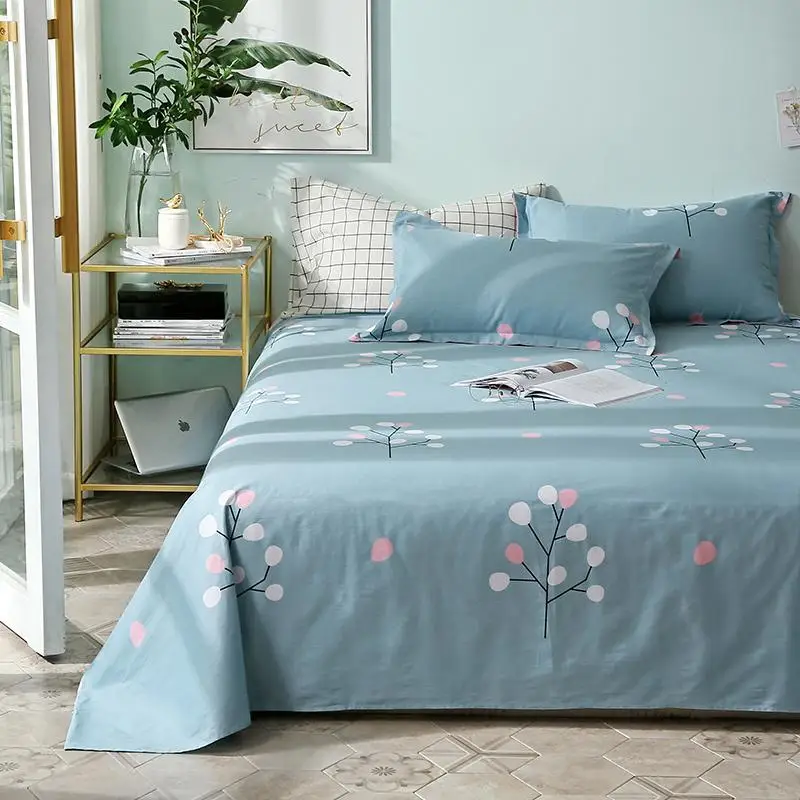 

100% Cotton flat sheets king size pretty flower love bed sheets twin queen size bed lines multicolor grids bed sheet Colorful