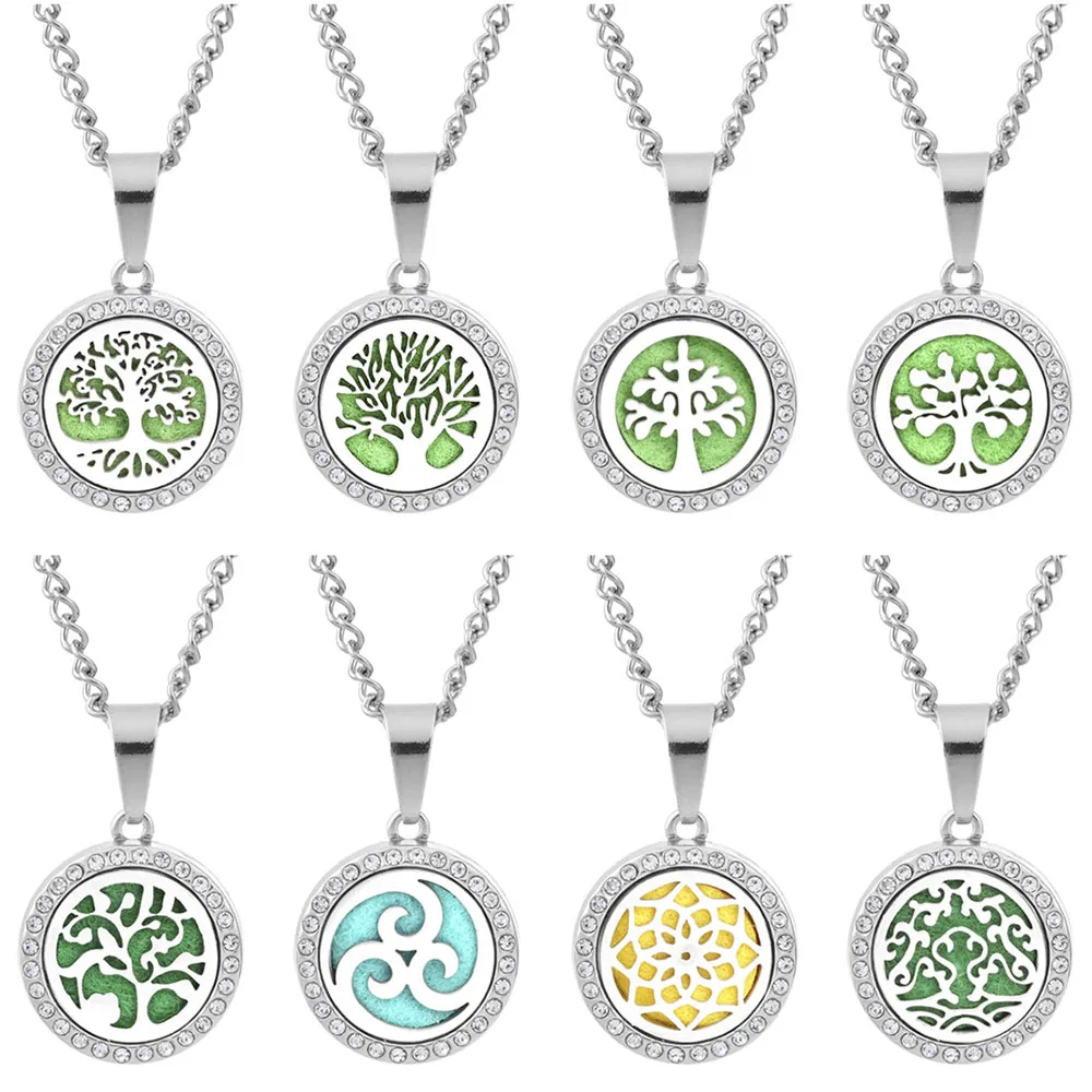 New Aroma locket Necklace Magnetic Tree of Life Aromatherapy Essential Oil Diffuser Perfume Locket Pendant Jewelry Free 1Pads