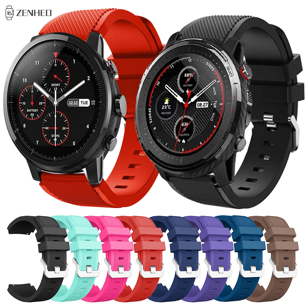 Ремешок для часов Xiaomi Huami Amazfit Pace Stratos 3 2 2S/GTR 2e/GTR 47 мм силиконовый браслет Samsung Gear S3 22